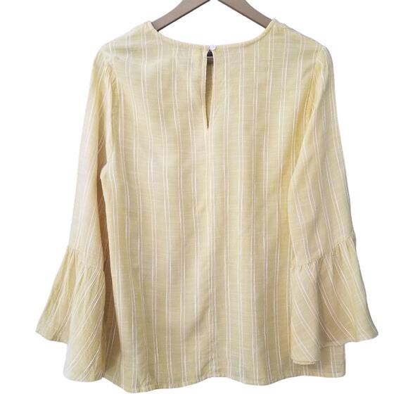 Truth NYC BOHO Pale Yellow  White Bell Sleeve Top Shirt Size XL - Picture 2 of 10